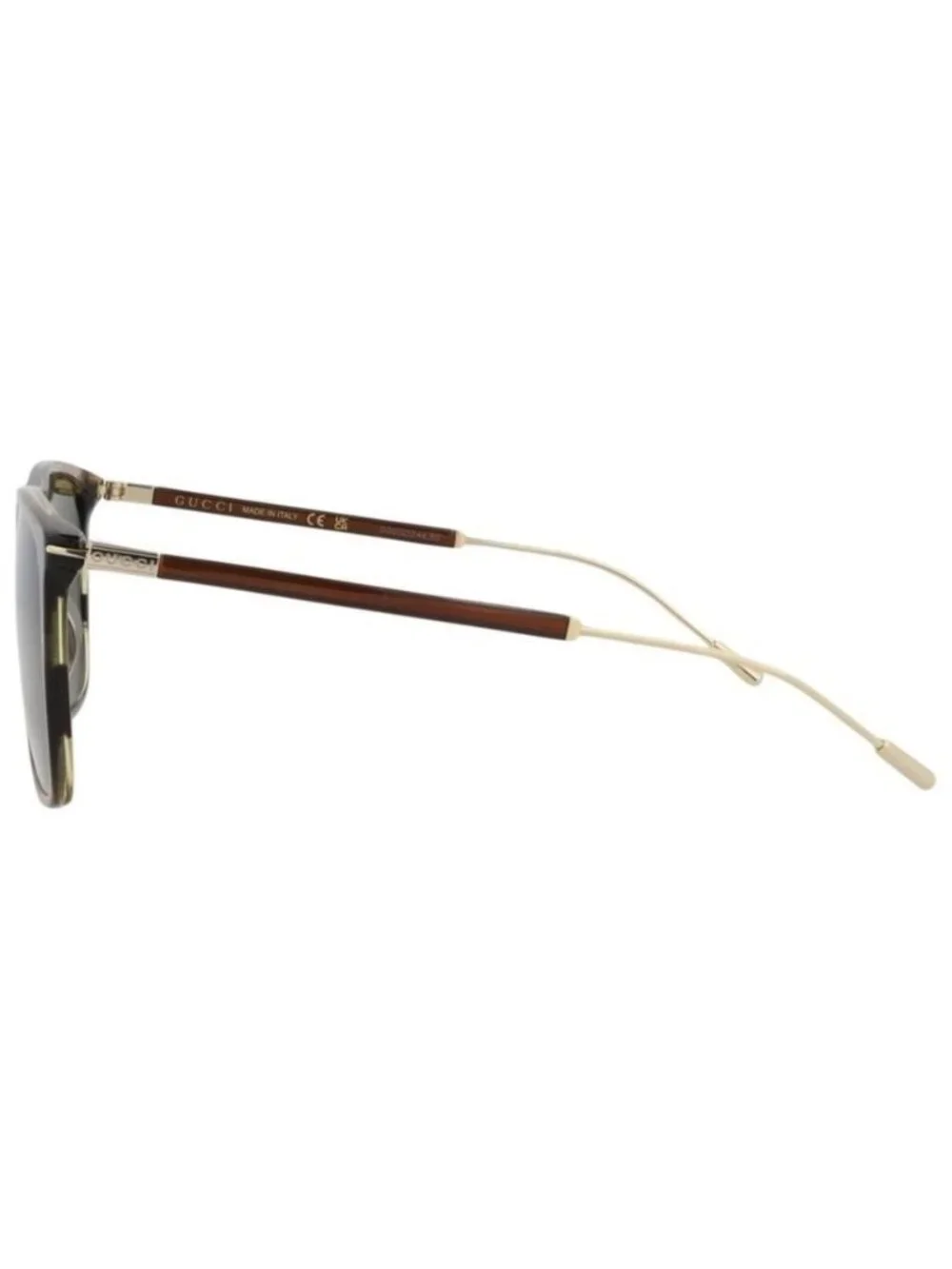 New Gucci Mens Square/Rectangle Havana Gold Green Fashion Designer Sunglasses